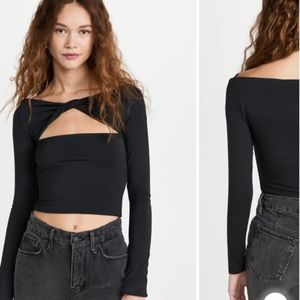 Seroya jersey black long sleeve with twist detail and cut out